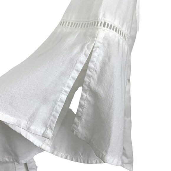 Anthropologie Cloth & Stone White Bell Sleeve Peplum Split Hem Top XS - Picture 7 of 13